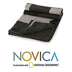 Alpaca Wool 'Nocturnal Geometry' Throw (Peru)