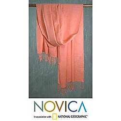 Silk/ Pashmina 'Peaches and Cream' Shawl (India)