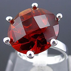 Sterling Silver Red Cubic Zirconia Ring