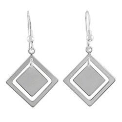 Sterling Silver Diamond-shaped Dangling Earrings