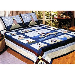Lighthouse 3-piece Cotton Quilt Set
