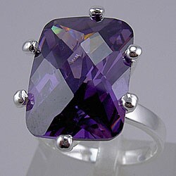 Sterling Silver Purple Cubic Zirconia Ring