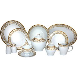 Milano Gold 49-piece Fine Porcelain Dinnerware Set