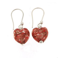 Genuine Murano Glass Red Heart-shaped Earrings