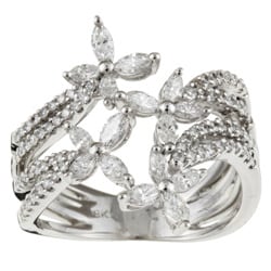 18K White Gold 1ct TDW Diamond Butterfly Ring (I-J, SI-I) | Overstock.com