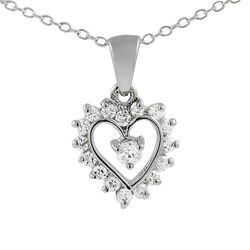 Sterling Silver Cubic Zirconia Heart Necklace