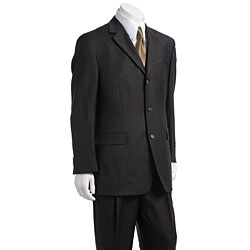 Luca Bertoni Men's Dark Brown Pinstripe Suit