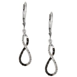 10k Gold 1/4ct TDW Black and White Diamond Earrings (H-I, I2)