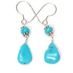 Sterling Silver Chinese Turquoise Teardrop Earrings