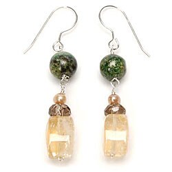 Sterling SIlver Citrine/ Jasper/ Quartz/ Pearl Earrings (4 mm)