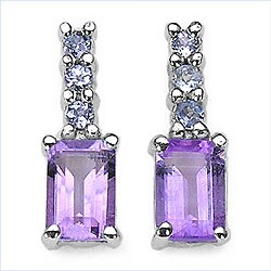 Sterling Silver Amethyst Tanzanite Earrings