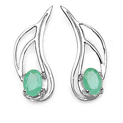 Silver Genuine Emerald Earrings