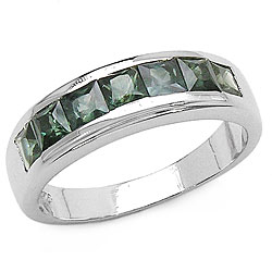 Sterling Silver Genuine Green Sapphire Ring