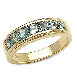 18k Gold over Silver Genuine Green Sapphire Ring