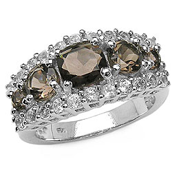 Sterling Silver Smokey Quartz White Topaz Ring