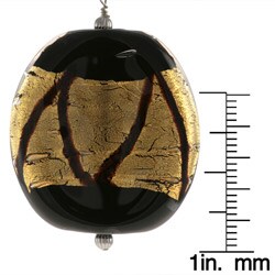Genuine Murano Glass Black and Gold Oval Necklace