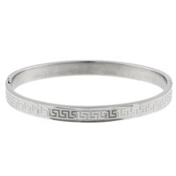Stainless Steel Greek Key Bangle