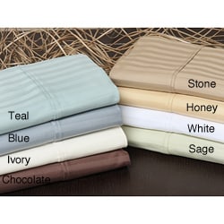 Majestic 400tc Sateen Stripe Sheet Set with Bonus Pillowcases