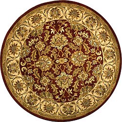 Hand-tufted Heritage Kashan Red Ivory Wool Rug (8' Round)