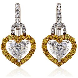18k Gold 2 1/4ct TDW Heart-shaped Diamond Earrings (G-S, VS-SI)