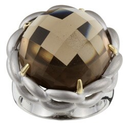 Meredith Leigh Sterling Silver and 14k Gold Smokey Topaz Ring
