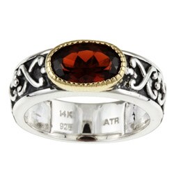 Meredith Leigh Sterling Silver and 14k Gold Garnet Ring
