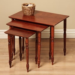 Set of 3 Rubberwood Nesting Tables (Malaysia)