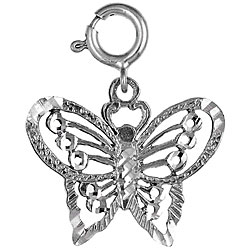14k White Gold Beautiful Butterfly Charm