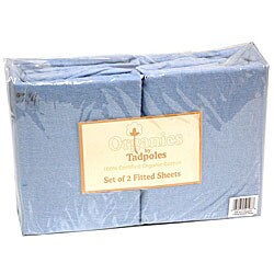 Tadpoles Flannel Organic Fitted Sheets in Blue (Set of 2)