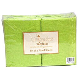 Tadpoles Flannel Organic Fitted Sheets in Green (Set of 2)