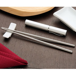 Yamazaki Steel Chopsticks in Silver Case (Set of 4)