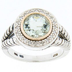 Meredith Leigh 14k Gold/ Silver Amethyst/ 1/10ct TDW Diamond Ring (H-I, I2-I3)