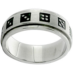 Stainless Steel Black Dice Spinner Ring