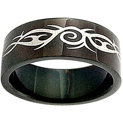 Blackplated Stainless Steel Tribal Design Ring