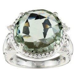 Meredith Leigh Silver Green Amethyst and White Topaz Ring