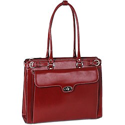 McKlein Red Winnetka Italian Leather Laptop Briefcase