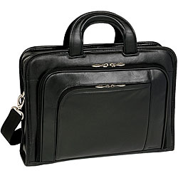 McKlein Black Washington Leather 17in. Slim Laptop Briefcase