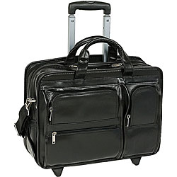 McKlein Black Clinton 17in. Detachable-Wheeled Laptop Case