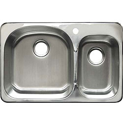 Ticor Overmount Stainless Steel 18 Gauge Double Bowl Kitchen Sink