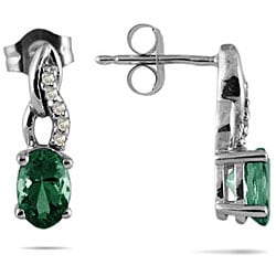 10k White Gold Emerald and Diamond Earrings