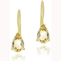 18k Gold Over Sterling Silver Citrine Pear-shape Earrings