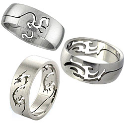 Stainless Steel Tribal/ Dragon Rings (Set of 3)