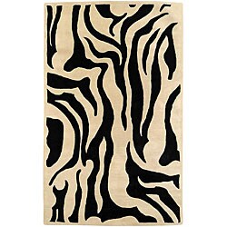 Hand-tufted Zebra Print Wool Rug (5' x 8')