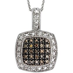 Sterling Silver 1/4 TDW Brown Diamond Square Necklace