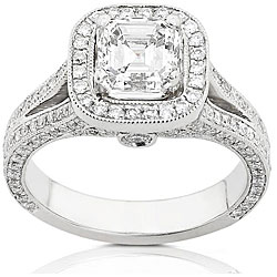 Platinum 1 3/4ct TDW EGL Certified Diamond Engagement Ring (G-H, SI-SI1) (Size 6)