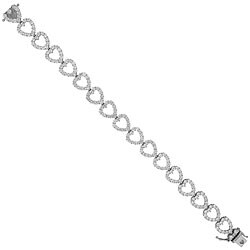 18k White Gold 7 1/3ct TDW Diamond Heart Bracelet (G-H, I1)