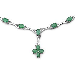 Sterling Silver Genuine Emerald Necklace