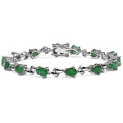 Sterling Silver Genuine Emerald Bracelet