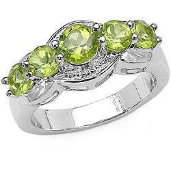 Sterling Silver Genuine Peridot Ring (Size 7)