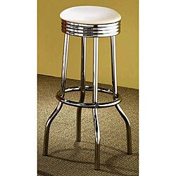 White Retro Chrome Bar Stools (Set of 2)